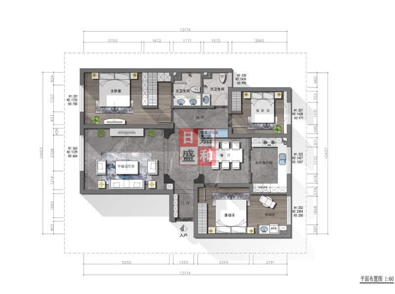 五礦二期150m2三室裝修實(shí)景圖